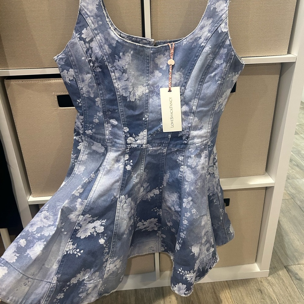 LoveShackFancy denim floral dress size 6 women’s